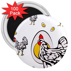 Roseanne Chicken, Retro Chickens 3  Magnets (100 Pack) by EvgeniaEsenina