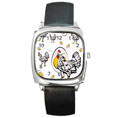 Roseanne Chicken, Retro Chickens Square Metal Watch by EvgeniaEsenina