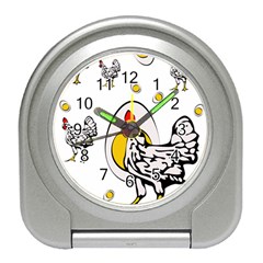 Roseanne Chicken, Retro Chickens Travel Alarm Clock by EvgeniaEsenina