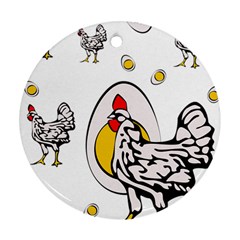 Roseanne Chicken, Retro Chickens Round Ornament (two Sides) by EvgeniaEsenina