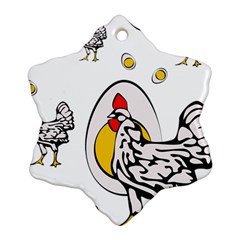 Roseanne Chicken, Retro Chickens Snowflake Ornament (two Sides) by EvgeniaEsenina