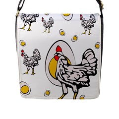 Roseanne Chicken, Retro Chickens Flap Closure Messenger Bag (l) by EvgeniaEsenina