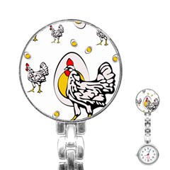 Roseanne Chicken, Retro Chickens Stainless Steel Nurses Watch by EvgeniaEsenina