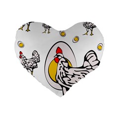 Roseanne Chicken, Retro Chickens Standard 16  Premium Flano Heart Shape Cushions