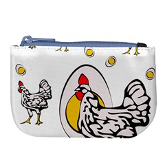 Roseanne Chicken, Retro Chickens Large Coin Purse by EvgeniaEsenina