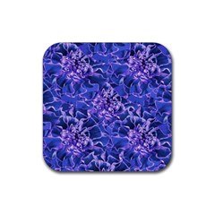 Vibrant Blue Flowers Pattern Motif Rubber Coaster (square)  by dflcprintsclothing