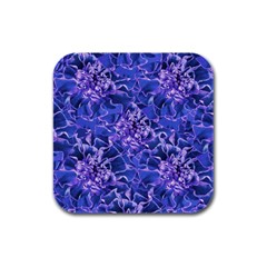 Vibrant Blue Flowers Pattern Motif Rubber Square Coaster (4 Pack)  by dflcprintsclothing