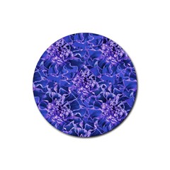 Vibrant Blue Flowers Pattern Motif Rubber Coaster (round)  by dflcprintsclothing