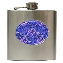 Vibrant Blue Flowers Pattern Motif Hip Flask (6 Oz)