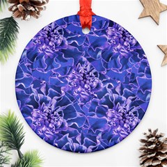 Vibrant Blue Flowers Pattern Motif Round Ornament (two Sides) by dflcprintsclothing