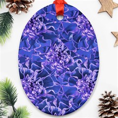 Vibrant Blue Flowers Pattern Motif Oval Ornament (two Sides) by dflcprintsclothing