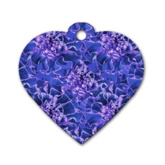 Vibrant Blue Flowers Pattern Motif Dog Tag Heart (one Side)