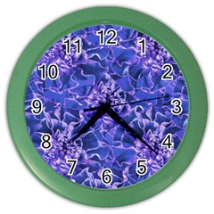 Vibrant Blue Flowers Pattern Motif Color Wall Clock by dflcprintsclothing