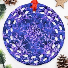 Vibrant Blue Flowers Pattern Motif Ornament (round Filigree) by dflcprintsclothing