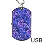 Vibrant Blue Flowers Pattern Motif Dog Tag USB Flash (One Side) Front