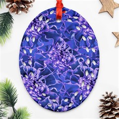 Vibrant Blue Flowers Pattern Motif Oval Filigree Ornament (two Sides) by dflcprintsclothing