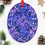 Vibrant Blue Flowers Pattern Motif Oval Filigree Ornament (Two Sides) Back