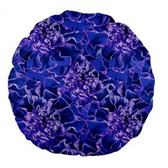 Vibrant Blue Flowers Pattern Motif Large 18  Premium Round Cushions