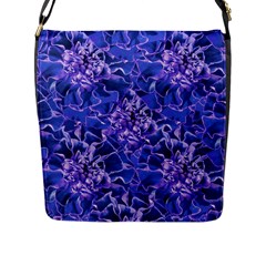 Vibrant Blue Flowers Pattern Motif Flap Closure Messenger Bag (l) by dflcprintsclothing