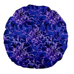 Vibrant Blue Flowers Pattern Motif Large 18  Premium Flano Round Cushions