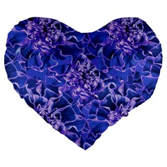 Vibrant Blue Flowers Pattern Motif Large 19  Premium Flano Heart Shape Cushions