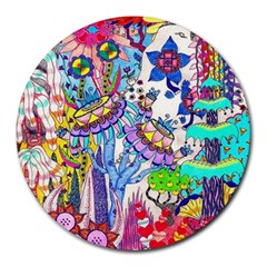 Mountain Abstract Round Mousepads by okhismakingart