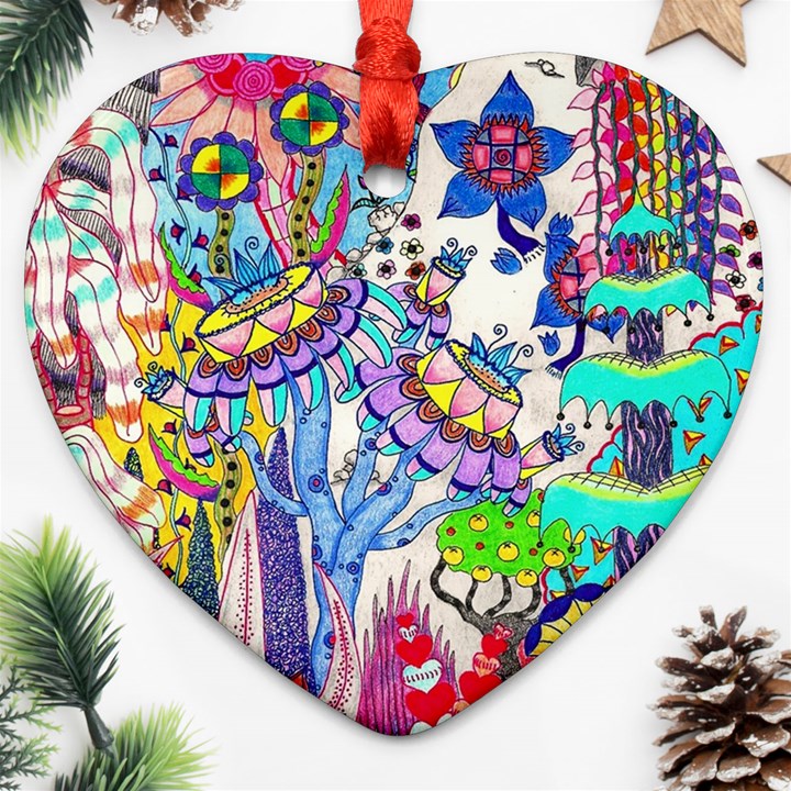 Mountain Abstract Heart Ornament (Two Sides)