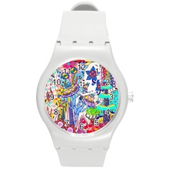 Mountain Abstract Round Plastic Sport Watch (m) by okhismakingart