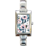 Patchwork  Rectangle Italian Charm Watch Front