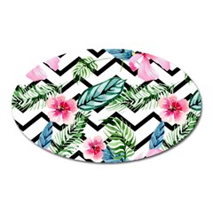 Tropical Zig Zag Pattern Oval Magnet by designsbymallika