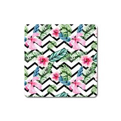 Tropical Zig Zag Pattern Square Magnet by designsbymallika