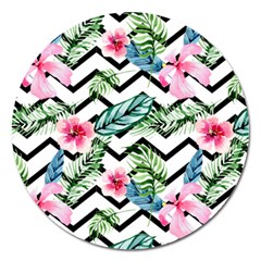 Tropical Zig Zag Pattern Magnet 5  (round) by designsbymallika