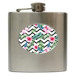 Tropical Zig Zag Pattern Hip Flask (6 Oz) by designsbymallika