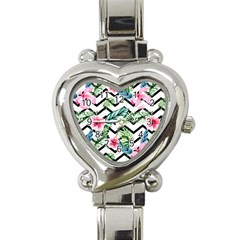 Tropical Zig Zag Pattern Heart Italian Charm Watch by designsbymallika