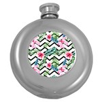 Tropical Zig Zag Pattern Round Hip Flask (5 oz) Front