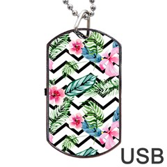 Tropical Zig Zag Pattern Dog Tag Usb Flash (two Sides) by designsbymallika