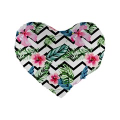 Tropical Zig Zag Pattern Standard 16  Premium Flano Heart Shape Cushions by designsbymallika