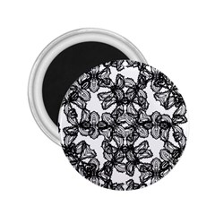 Stylized Botanical Motif Black And White Print 2.25  Magnets