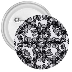 Stylized Botanical Motif Black And White Print 3  Buttons by dflcprintsclothing