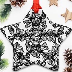 Stylized Botanical Motif Black And White Print Ornament (Star)