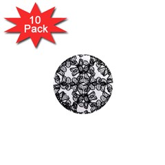 Stylized Botanical Motif Black And White Print 1  Mini Magnet (10 Pack)  by dflcprintsclothing