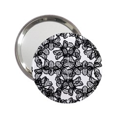 Stylized Botanical Motif Black And White Print 2.25  Handbag Mirrors