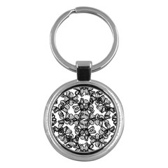 Stylized Botanical Motif Black And White Print Key Chain (round) by dflcprintsclothing