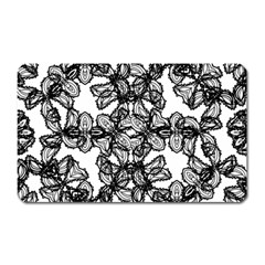 Stylized Botanical Motif Black And White Print Magnet (Rectangular)