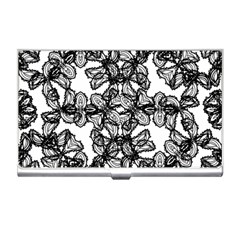 Stylized Botanical Motif Black And White Print Business Card Holder