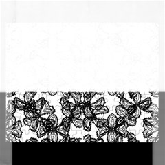 Stylized Botanical Motif Black And White Print Rectangular Jigsaw Puzzl