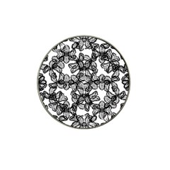 Stylized Botanical Motif Black And White Print Hat Clip Ball Marker