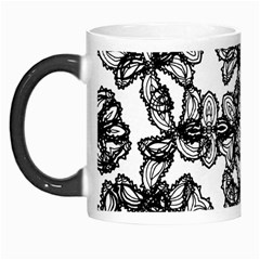 Stylized Botanical Motif Black And White Print Morph Mugs