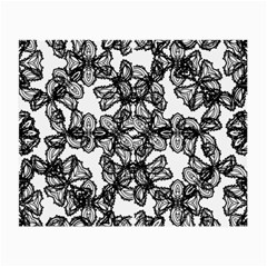 Stylized Botanical Motif Black And White Print Small Glasses Cloth