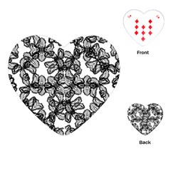 Stylized Botanical Motif Black And White Print Playing Cards Single Design (heart)